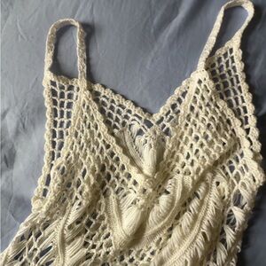 Cream Crochet Knit Top